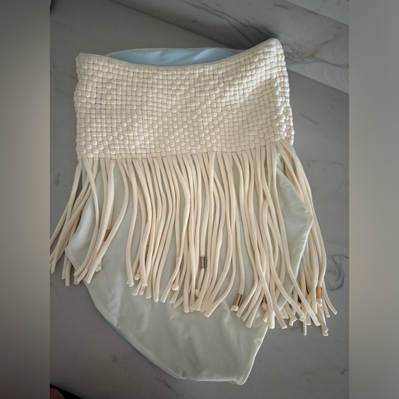 Summer of Spivey - Strapless Fringe One Piece - Cloud - Picture 5 of 6